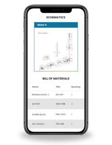 Mobile phone showing part schematics